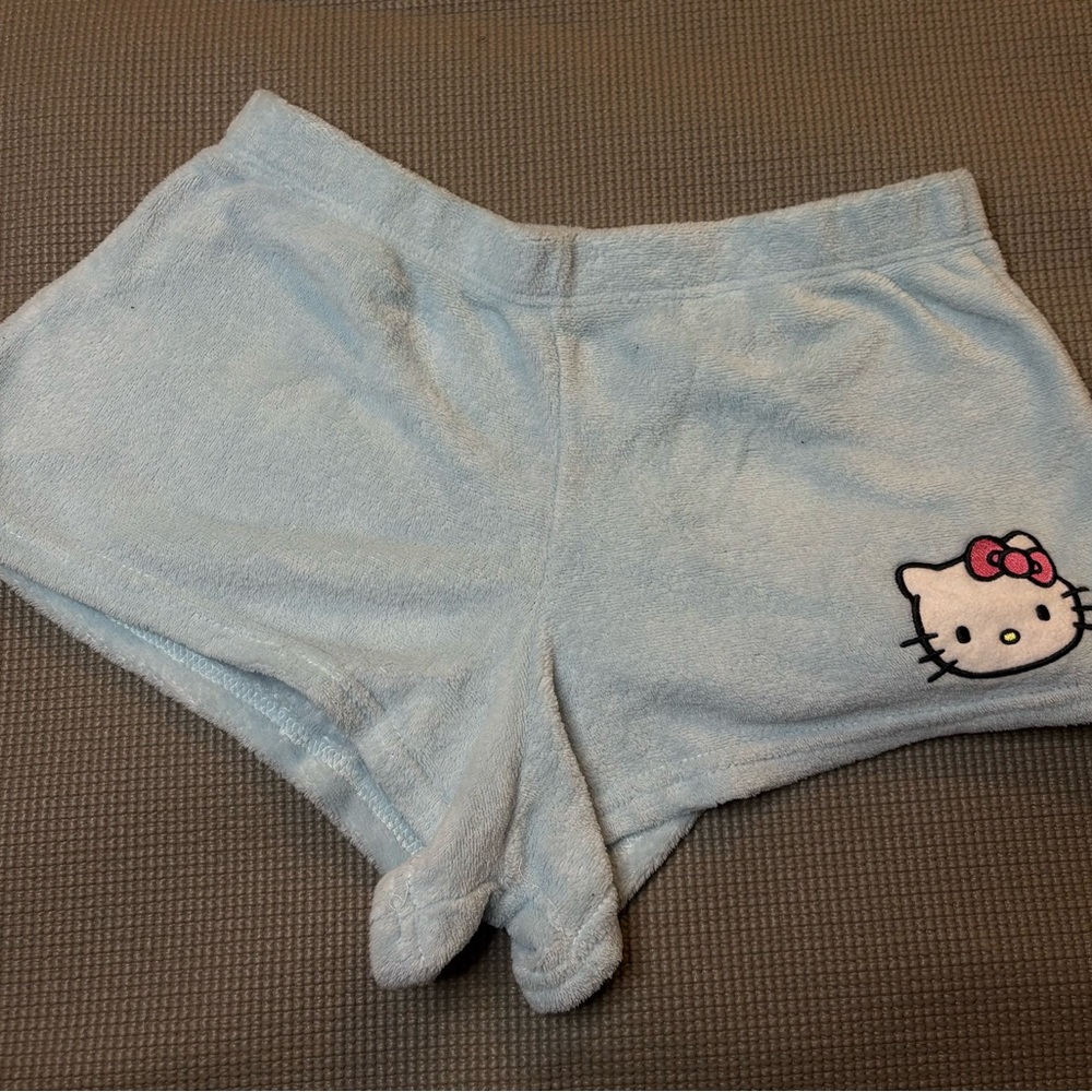 Hello kitty blue cotton payjama shorts sleepwear for women soft plush